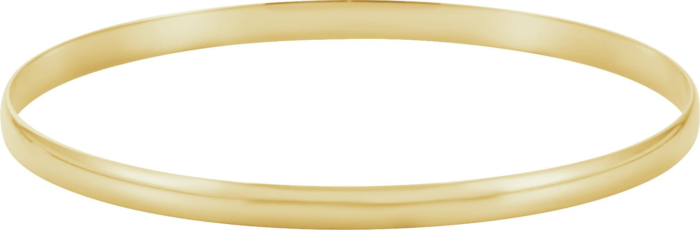 14K Yellow 6 mm Half Round Bangle 7 3/4 Bracelet