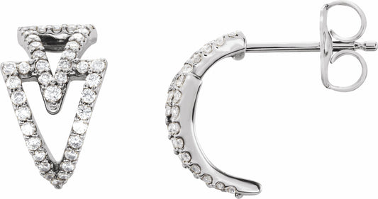 14K White 1/4 CTW Diamond Geometric Hoop Earrings