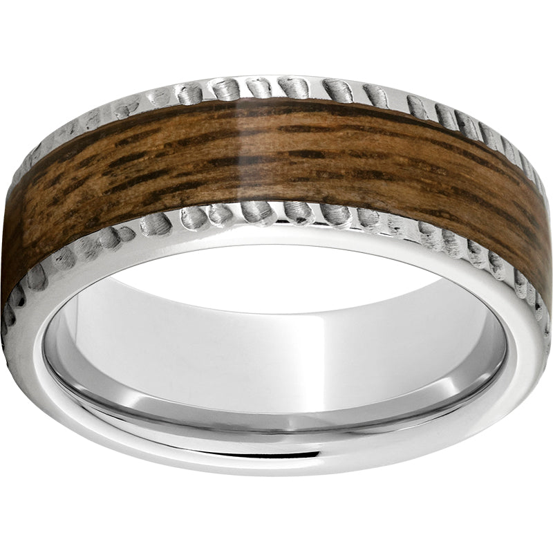 Serinium Pipe Cut Band with Bourbon Barrel Aged Inlay and Notched Finish