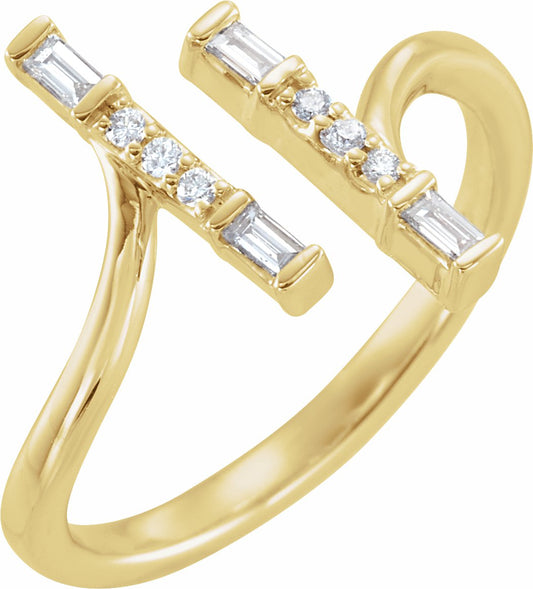 14K Yellow 1/6 CTW Diamond Double Bar Ring