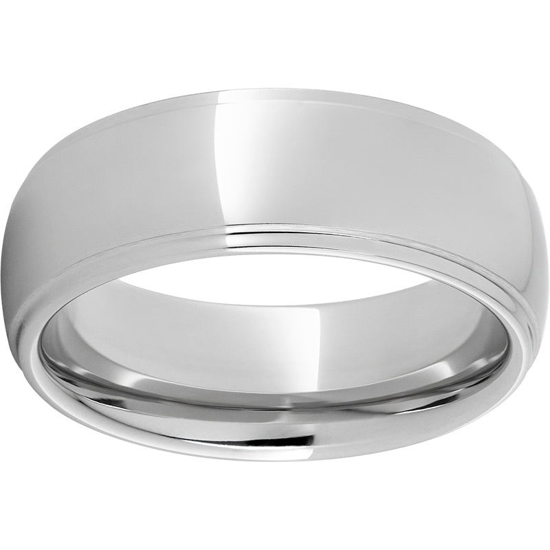 Serinium Domed Band with Grooved Edges and a Polish Finish