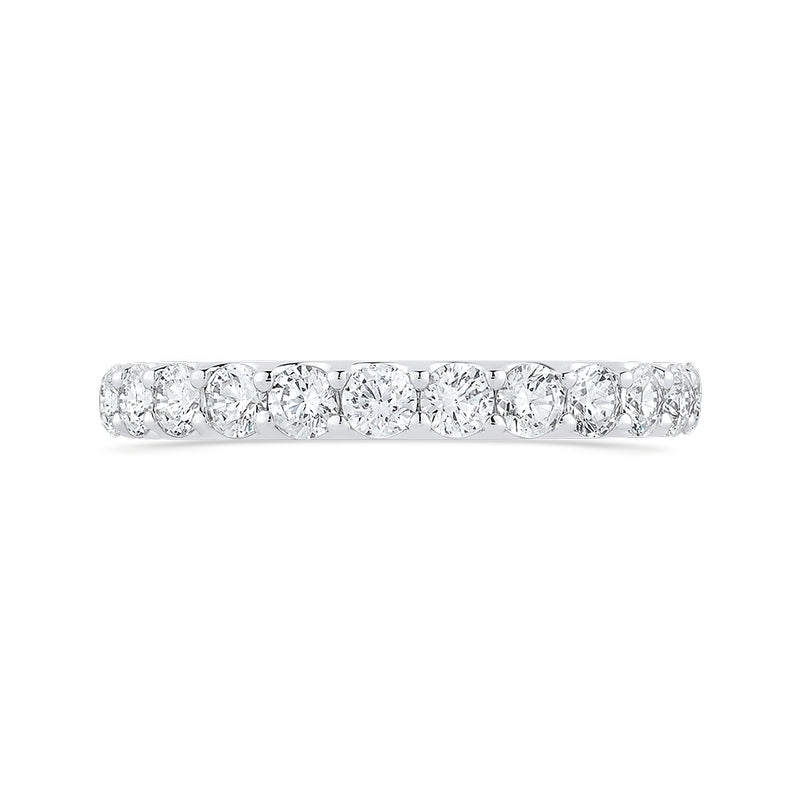 Shah Luxury 14K White Gold Half-Eternity Round Diamond Wedding Band