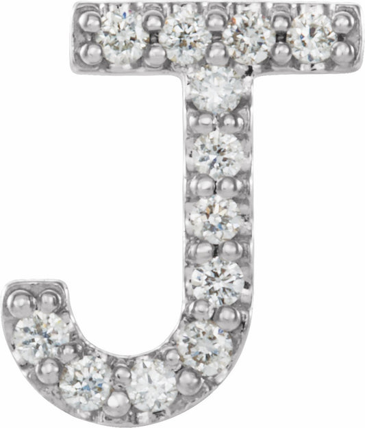 14K White .05 CTW Diamond Single Initial J Earring