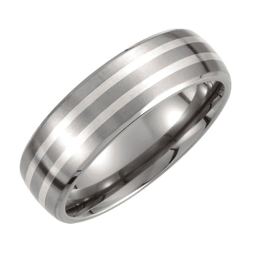 Stuller Titanium & Stuller Sterling Silver Inlay Satin Finish Men's Wedding Band