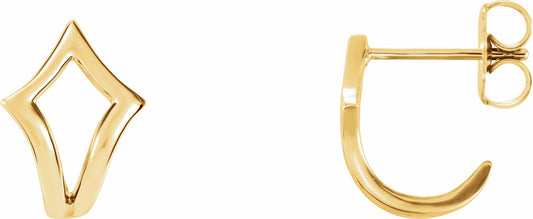 14K Yellow Geometric J-Hoop Earrings