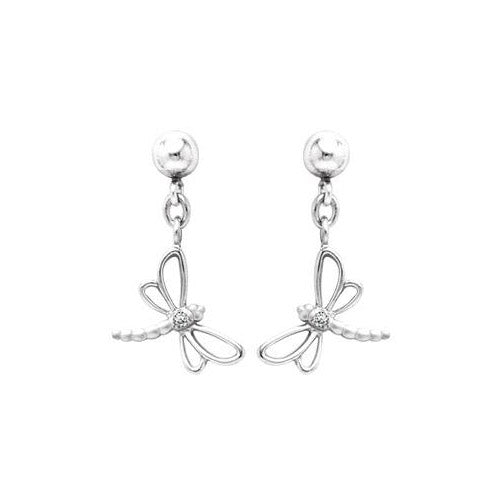 Sterling Silver Diamond Dragonfly earrings