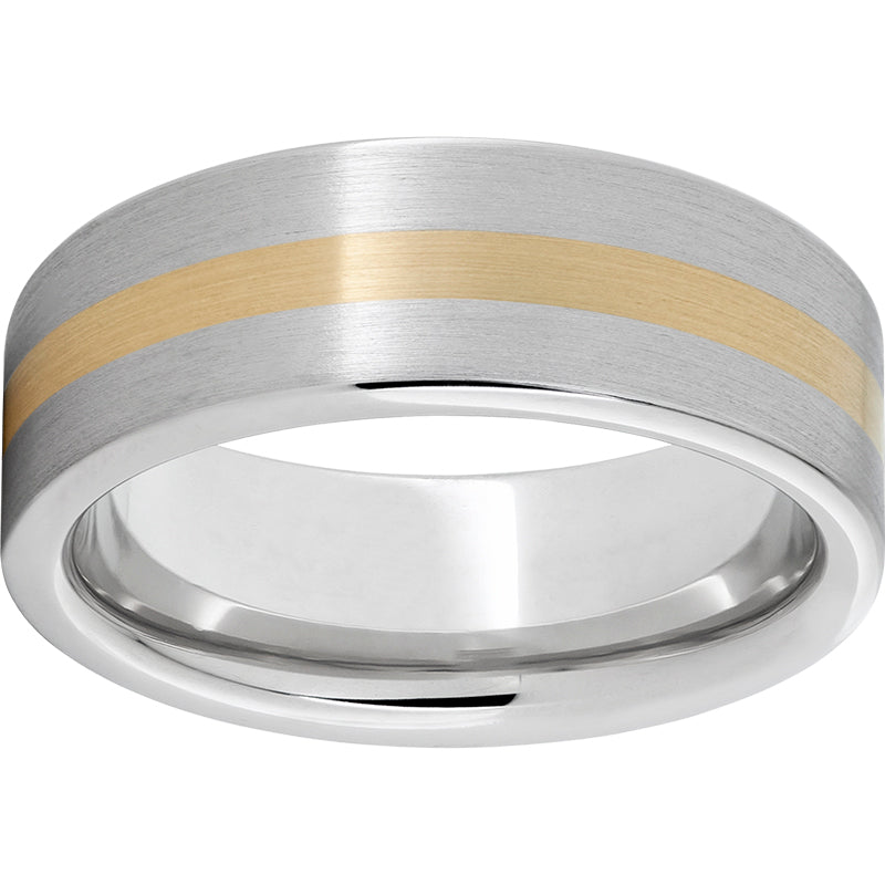 Serinium Pipe Cut Band with a 2mm 14K Yellow Gold Inlay and Satin Finish