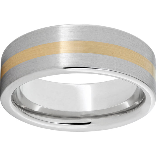 Serinium Pipe Cut Band with a 2mm 14K Yellow Gold Inlay and Satin Finish
