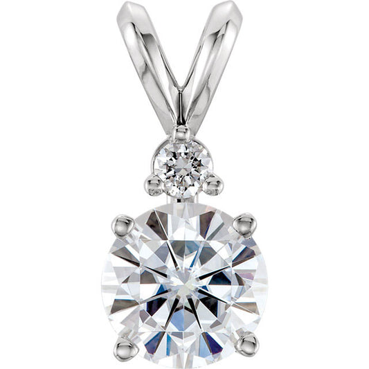 Stuller 14k White Gold Forever One Moissanite & Diamond Accented Pendant