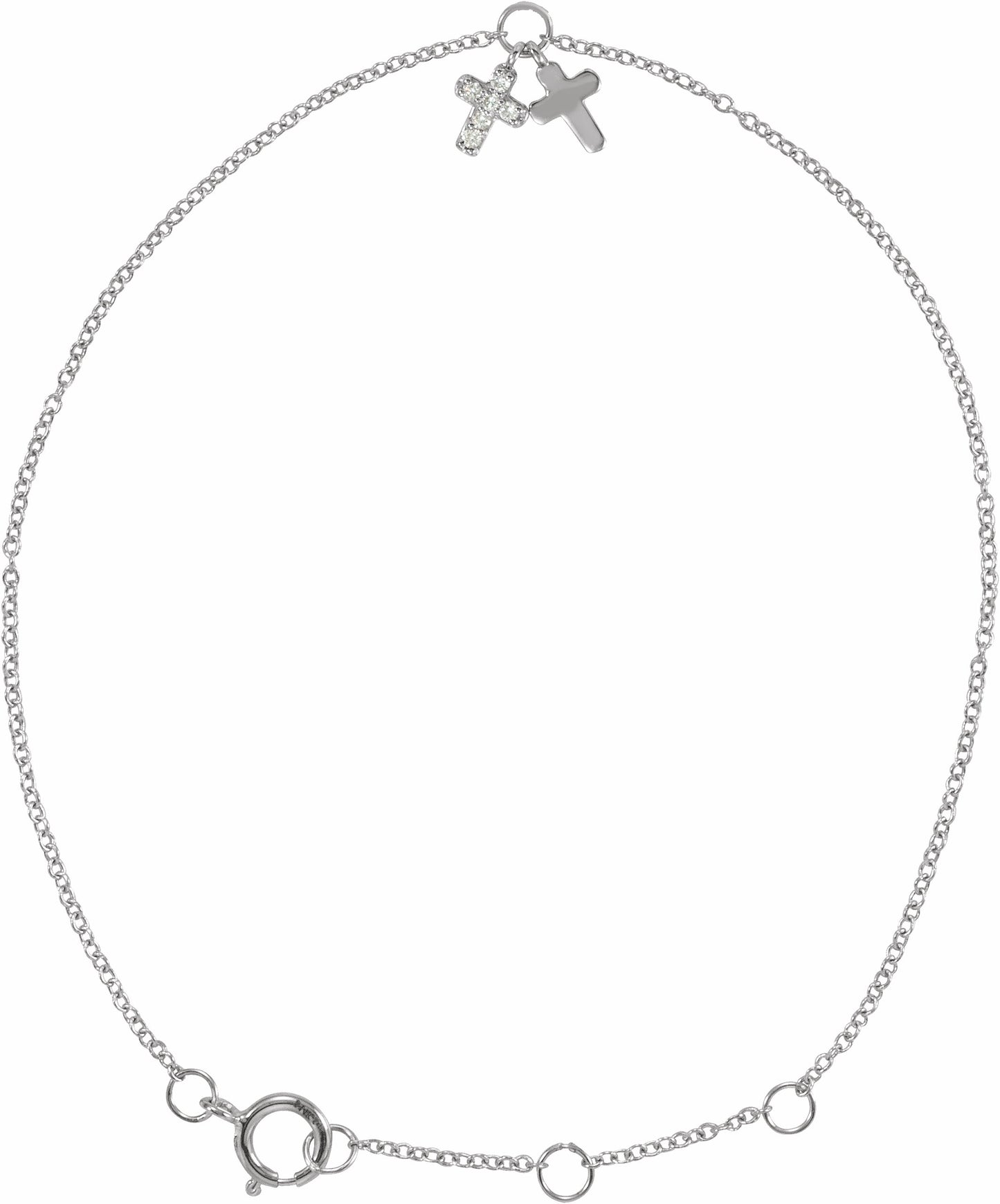 14K White .03 CTW Diamond Cross 5-7 Bracelet