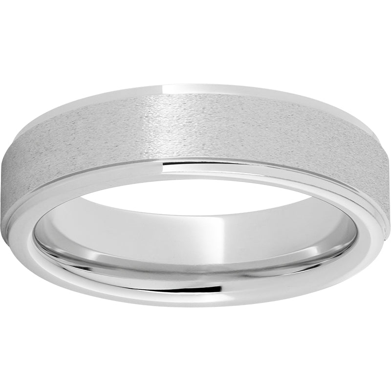 Serinium Flat Band with Grooved Edges and Stone Finish