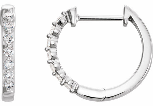 14K White 1/5 CTW Diamond 15.25 mm Hoop Earrings