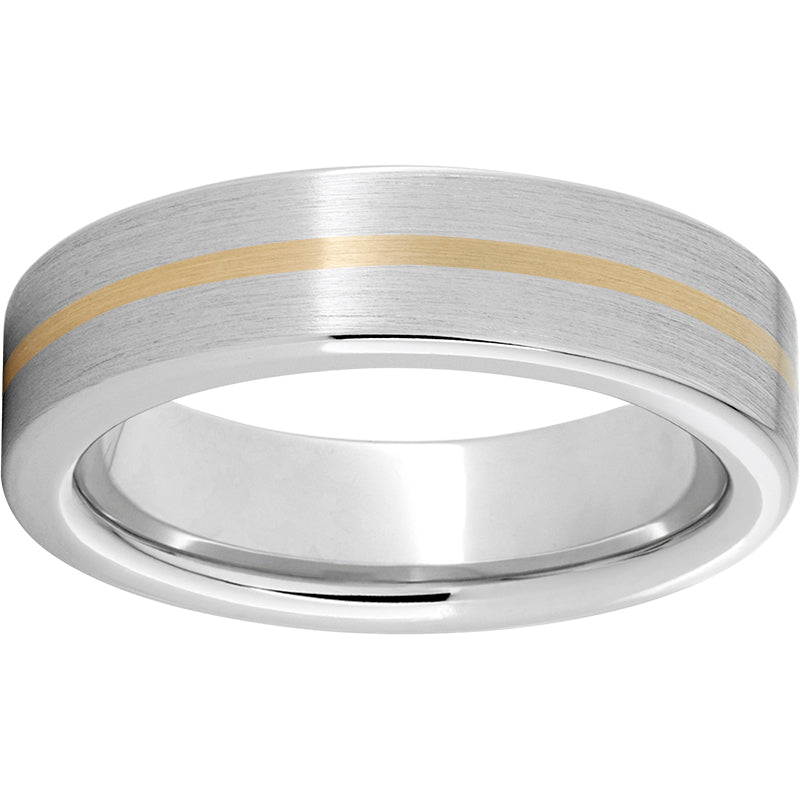 Serinium Pipe Cut Band with a 1mm 14K Yellow Gold Inlay and Satin Finish