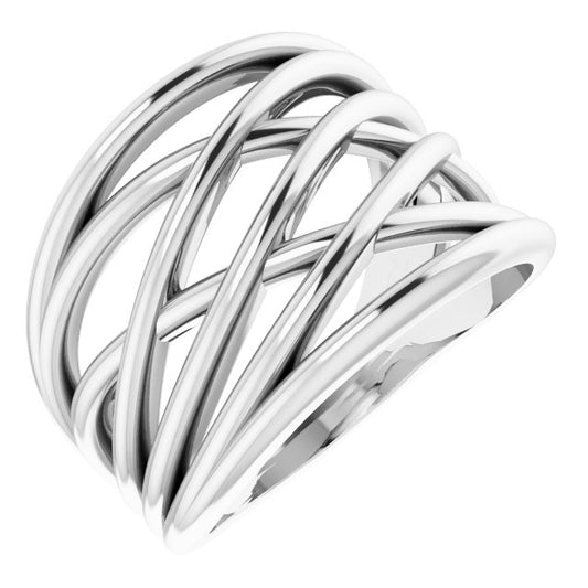 Platinum Criss-Cross Ring