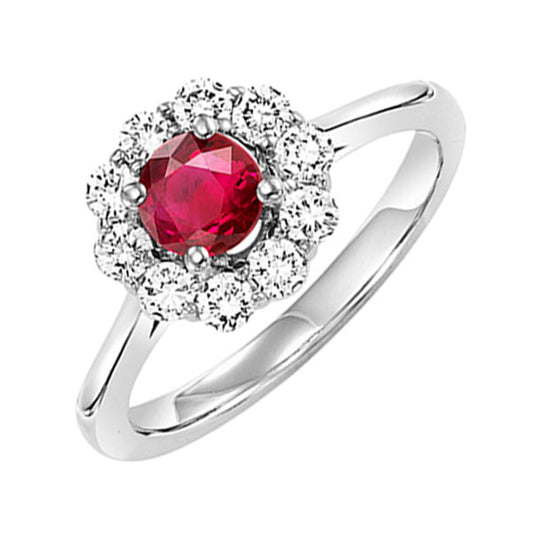 Gems One 14Kt White Gold Diamond (1/2Ctw) & Ruby (1/2 Ctw) Ring