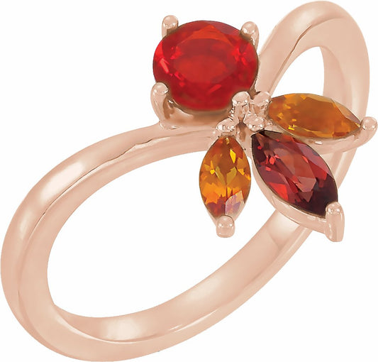 14K Rose Multi-Gemstone Ring