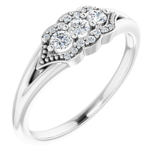 14K White 1/5 CTW Diamond Stackable Ring