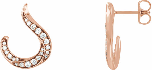 14K Rose 3/8 CTW Diamond Freeform Earrings