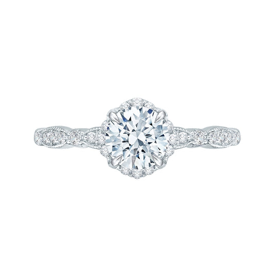 Shah Luxury 14K White Gold Round Diamond Engagement Ring (Semi-Mount)