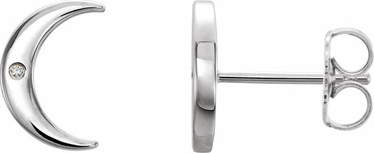 Platinum .005 CTW Diamond Crescent Earrings