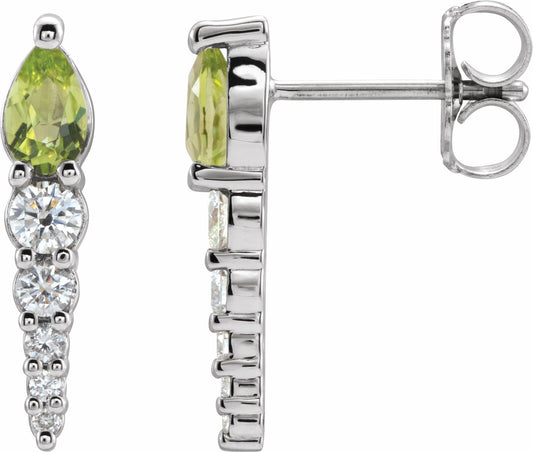 14K White Peridot & 1/4 CTW Diamond Earrings
