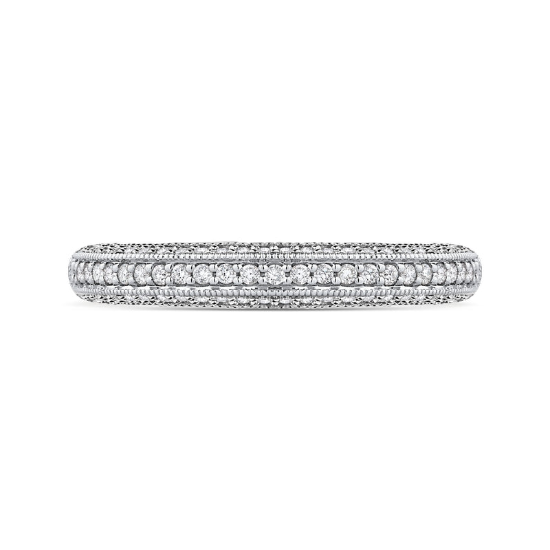 Shah Luxury 14K White Gold Round Diamond Half-Eternity Wedding Band