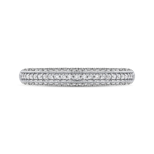 Shah Luxury 14K White Gold Round Diamond Half-Eternity Wedding Band
