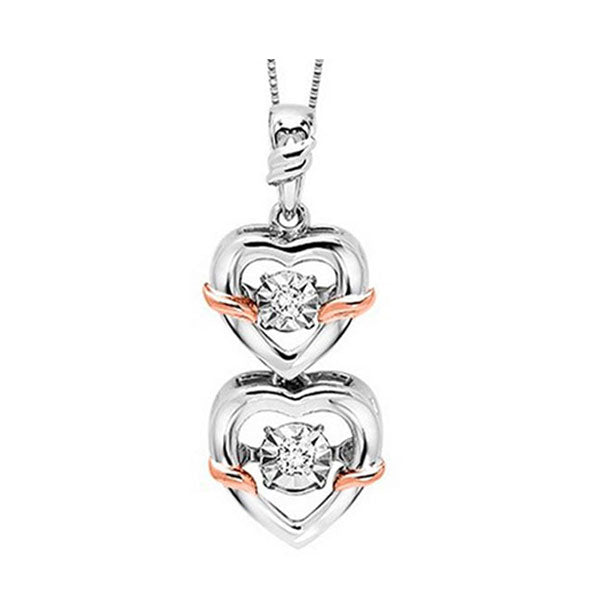 Gems One Mix Metal Rose Gold Silver Diamond (1/20 Ctw) Pendant
