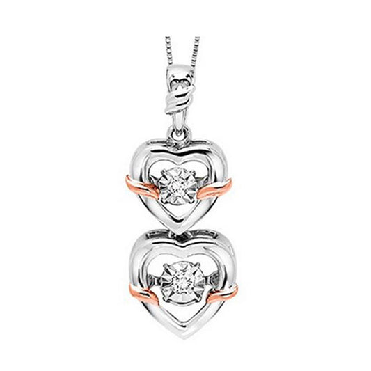 Gems One Mix Metal Rose Gold Silver Diamond (1/20 Ctw) Pendant