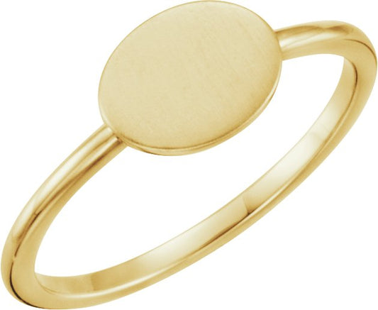 14K Yellow Oval Engravable Ring