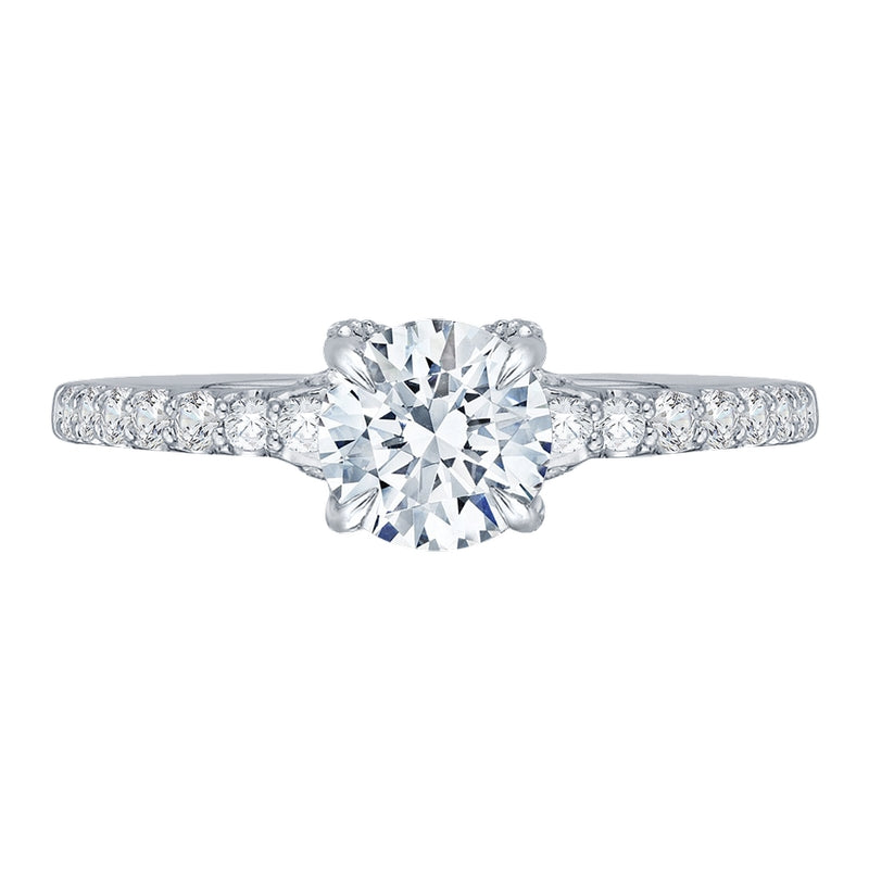 Shah Luxury Round Diamond Engagement Ring In 14K White Gold (Semi-Mount)