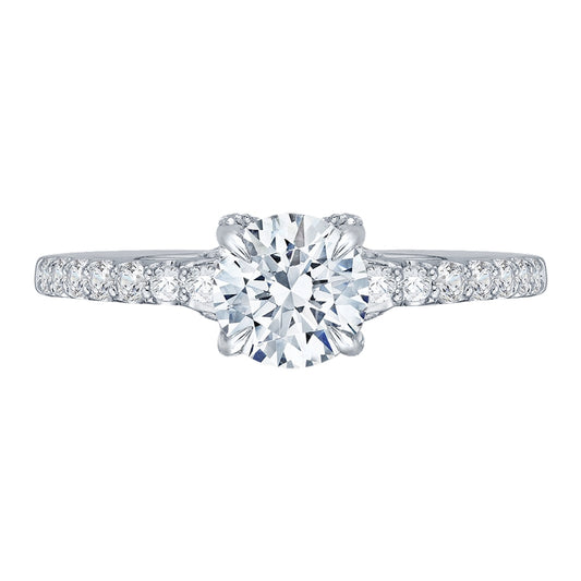 Shah Luxury Round Diamond Engagement Ring In 14K White Gold (Semi-Mount)