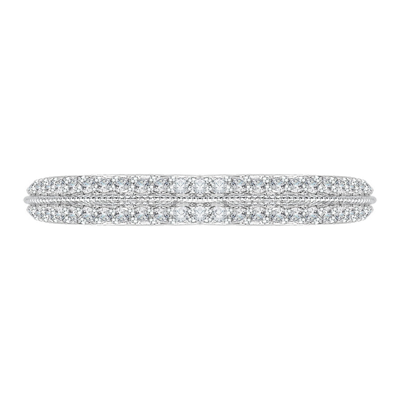 Shah Luxury 14K White Gold Half-Eternity Diamond Wedding Band with Euro Shank