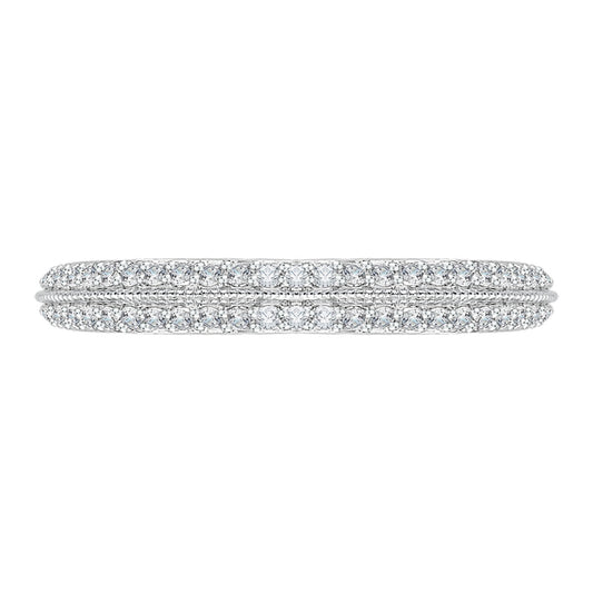 Shah Luxury 14K White Gold Half-Eternity Diamond Wedding Band with Euro Shank