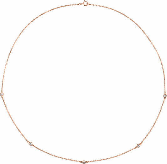14K Rose 1/4 CTW Diamond 5-Station 18 Necklace