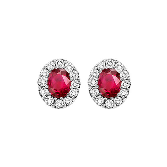 Gems One 14Kt White Gold Diamond (1/5Ctw) & Ruby (1/5 Ctw) Earring