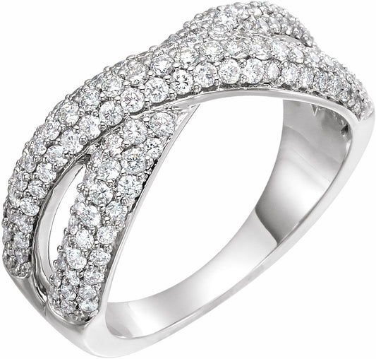 14K White 1 CTW Diamond Criss-Cross Ring