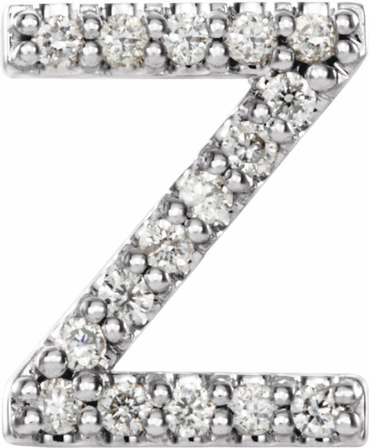 14K White .06 CTW Diamond Single Initial Z Earring