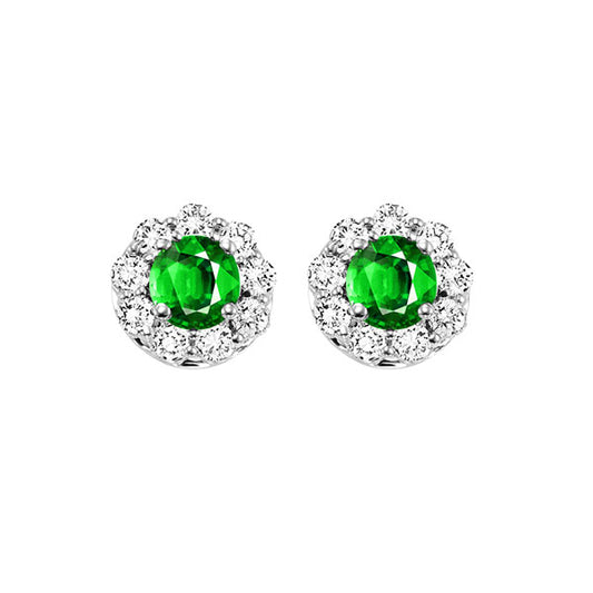 Gems One 14Kt White Gold Diamond (3/4Ctw) & Emerald (1/2 Ctw) Earring