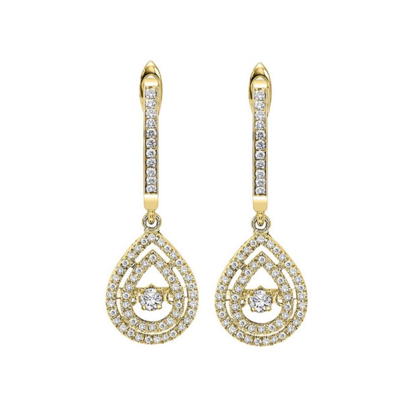 Gems One 14KT Yellow Gold & Diamond Rhythm Of Love Fashion Earrings   - 1/2 ctw