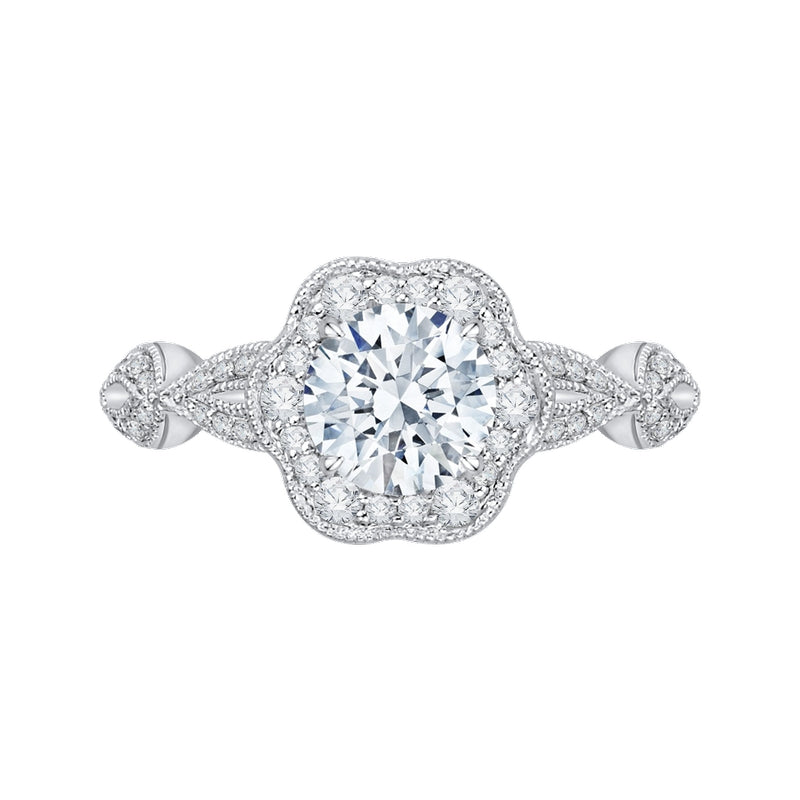 Shah Luxury Round Diamond Engagement Ring In 14K White Gold (Semi-Mount)
