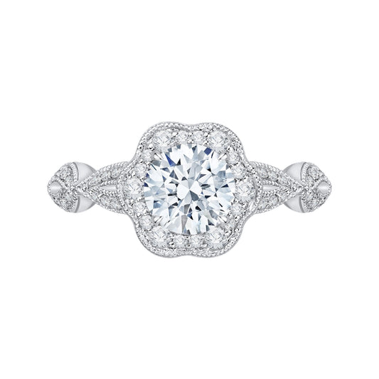 Shah Luxury Round Diamond Engagement Ring In 14K White Gold (Semi-Mount)