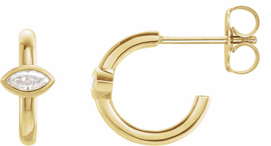 14K Yellow 1/8 CTW Diamond Hoop Earrings