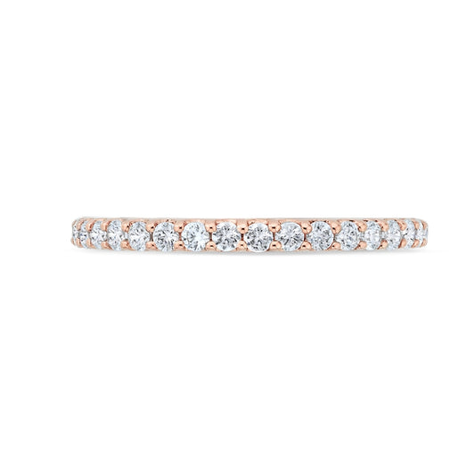 Shah Luxury 14K Rose Gold Round Cut Diamond Wedding Band