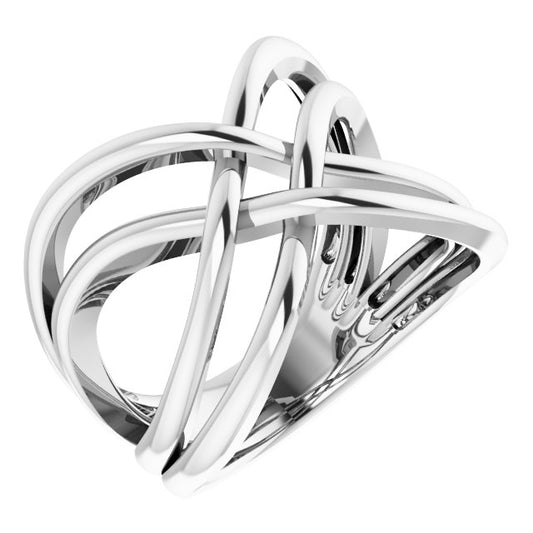 14K White Freeform Ring