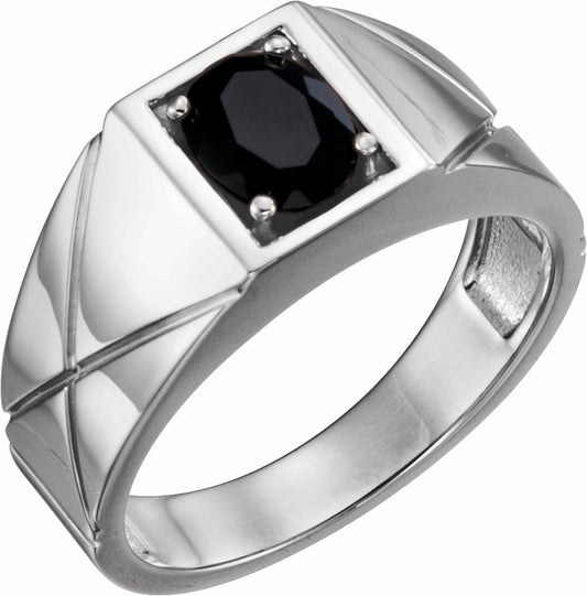 14K White Onyx Ring