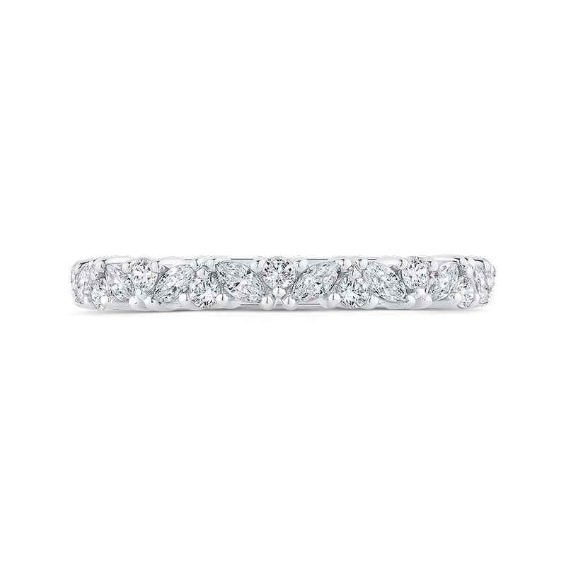 Shah Luxury 14K White Gold Round Cut Diamond Wedding Band