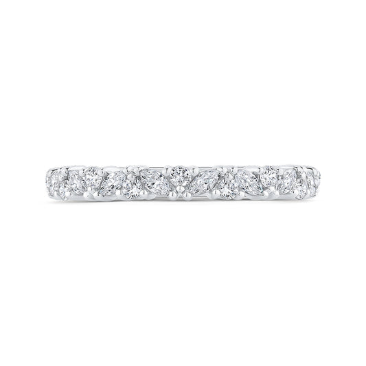 Shah Luxury 14K White Gold Round Cut Diamond Wedding Band