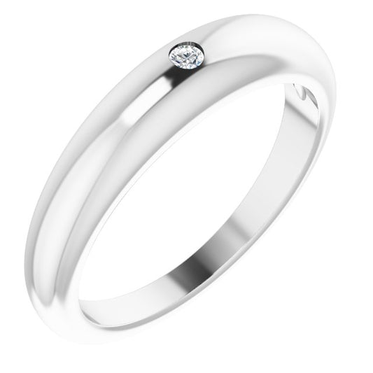 14K White .03 CT Diamond Petite Dome Ring