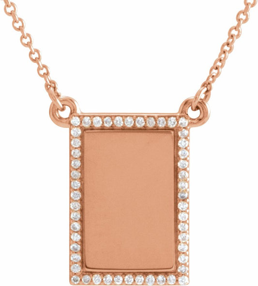 14K Rose  1/8 CTW Diamond Bar 18 Necklace